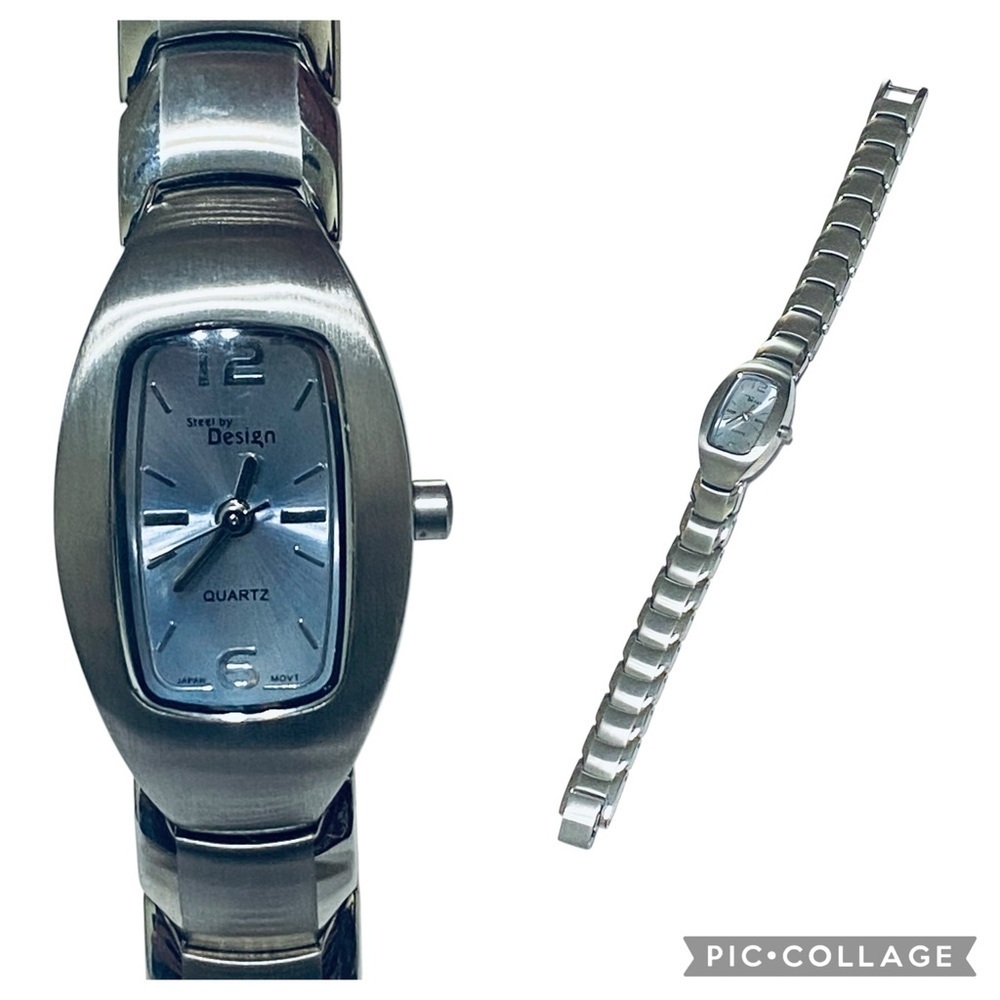 Steel by Design QVC Silver Tone Rectangle Quartz Watch Minimalist Classic